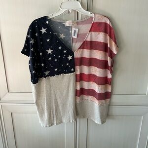 Sugarfox Star and Stripe V-Neck Top